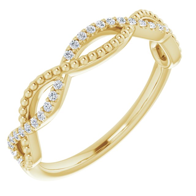 14K Yellow 1/8 CTW Diamond Infinity-Inspired Beaded Anniversary Band