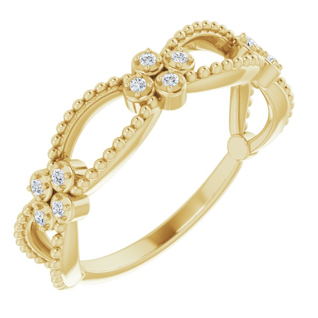 14K Yellow .06 CTW Diamond Stackable Beaded Ring