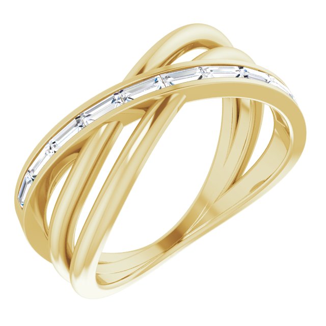 14K Yellow 1/3 CTW Diamond Criss-Cross Ring