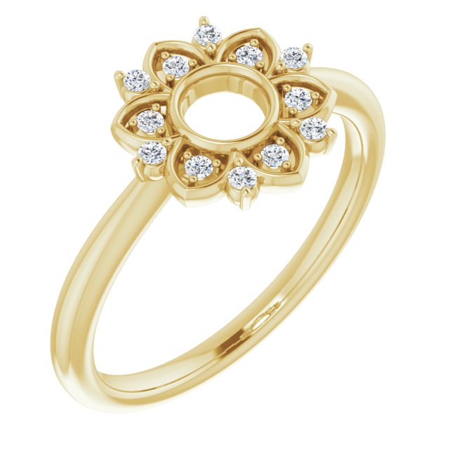 14K Yellow 1/10 CTW Diamond Starburst Ring