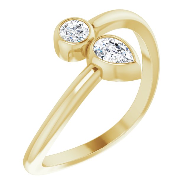 14K Yellow 1/4 CTW Diamond Bezel-Set Bypass Ring