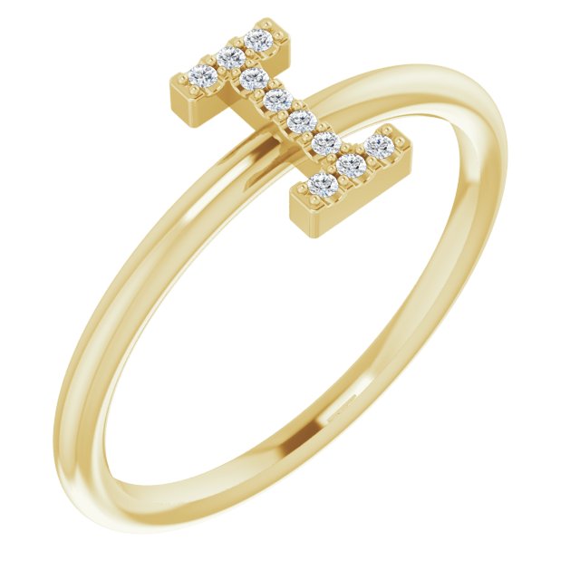 14K Yellow .04 CTW Diamond Initial I Ring