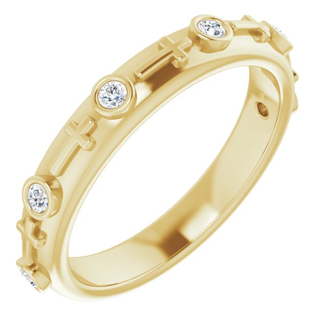 14K Yellow 1/8 CTW Diamond Cross Ring
