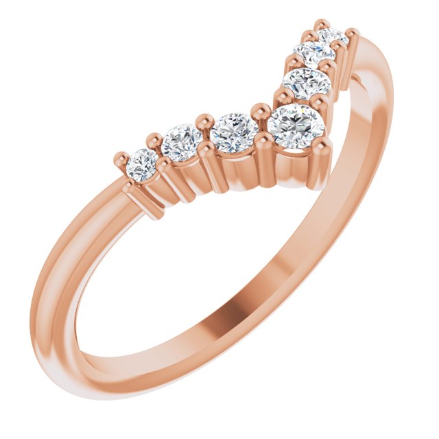 14K Rose Diamond Graduated V Ring