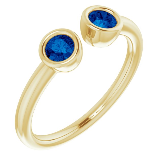 14K Yellow Blue Sapphire Two-Stone Ring