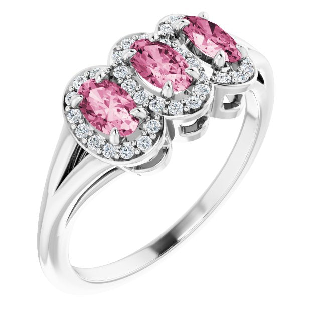 Platinum Pink Tourmaline & 1/6 CTW Diamond Ring