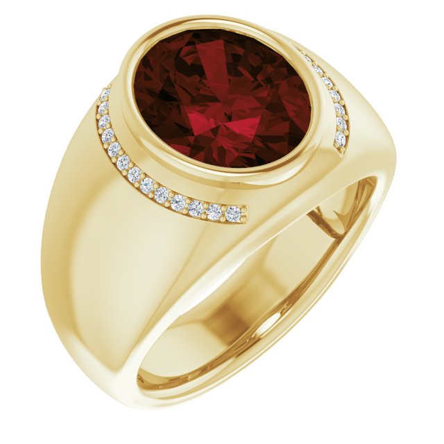 14K Yellow Mozambique Garnet & 1/8 CTW Diamond Ring