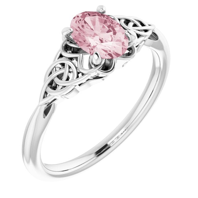 14K White Morganite Celtic-Inspired Ring