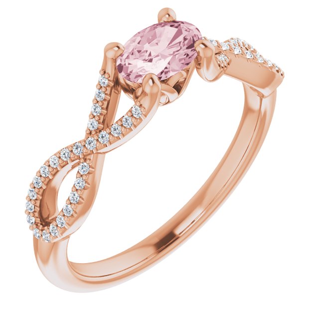 14K Rose Morganite & 1/8 CTW Diamond Ring