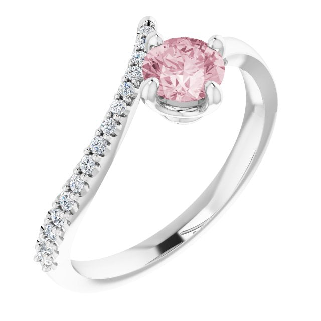14K White Morganite & 1/10 CTW Diamond Bypass Ring
