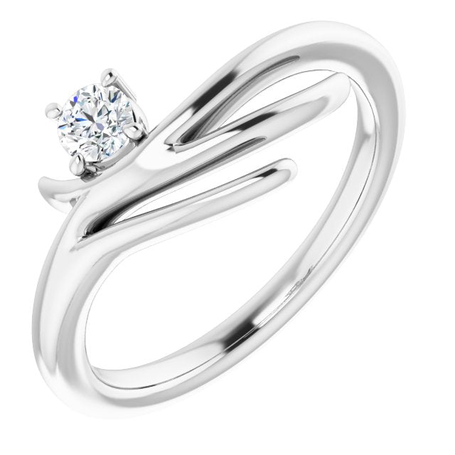 14K White 1/6 CTW Diamond Solitaire Freeform Ring