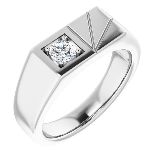 14K White 1/3 CT Diamond Men's Ring