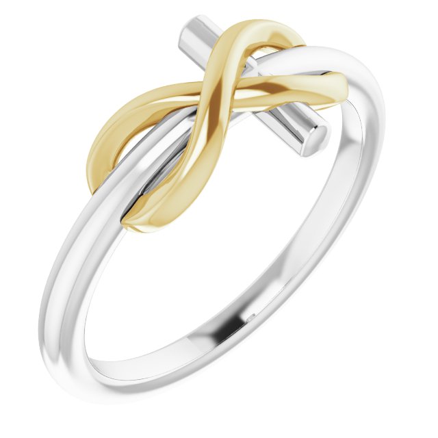 14K White & Yellow Infinity-Inspired Cross Ring