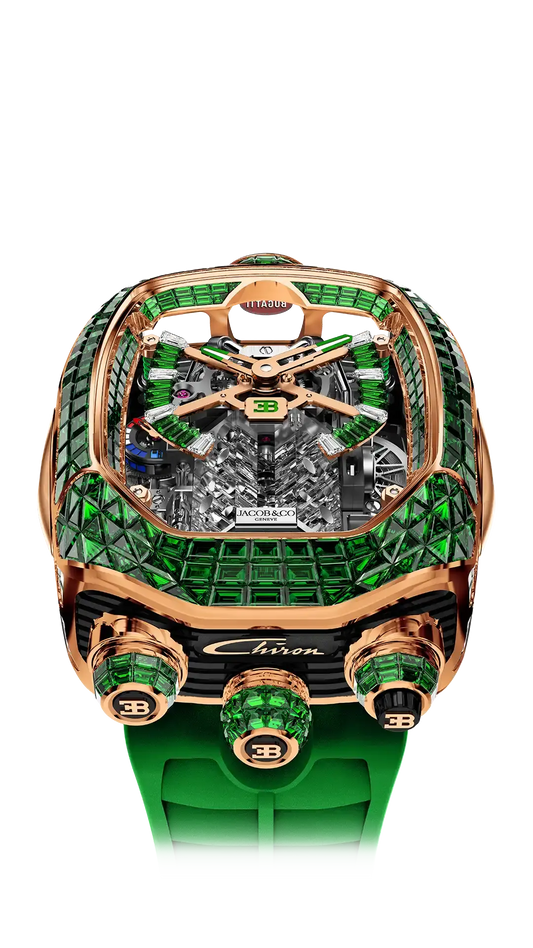 Bugatti Chiron Tourbillon Baguette |  Rose Gold (Tsavorites) Jacob & Co.