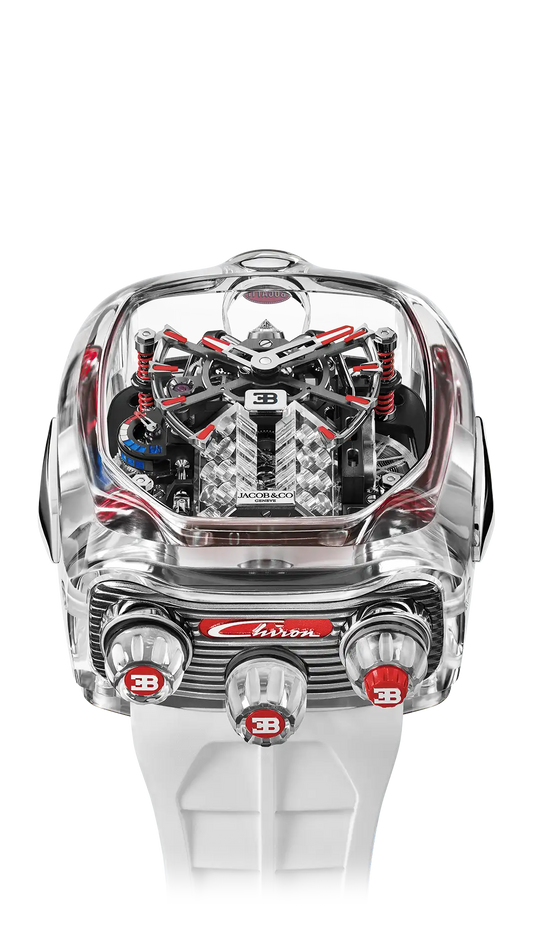 Bugatti Chiron Tourbillon Sapphire Crystal |  Red Accents Jacob & Co.