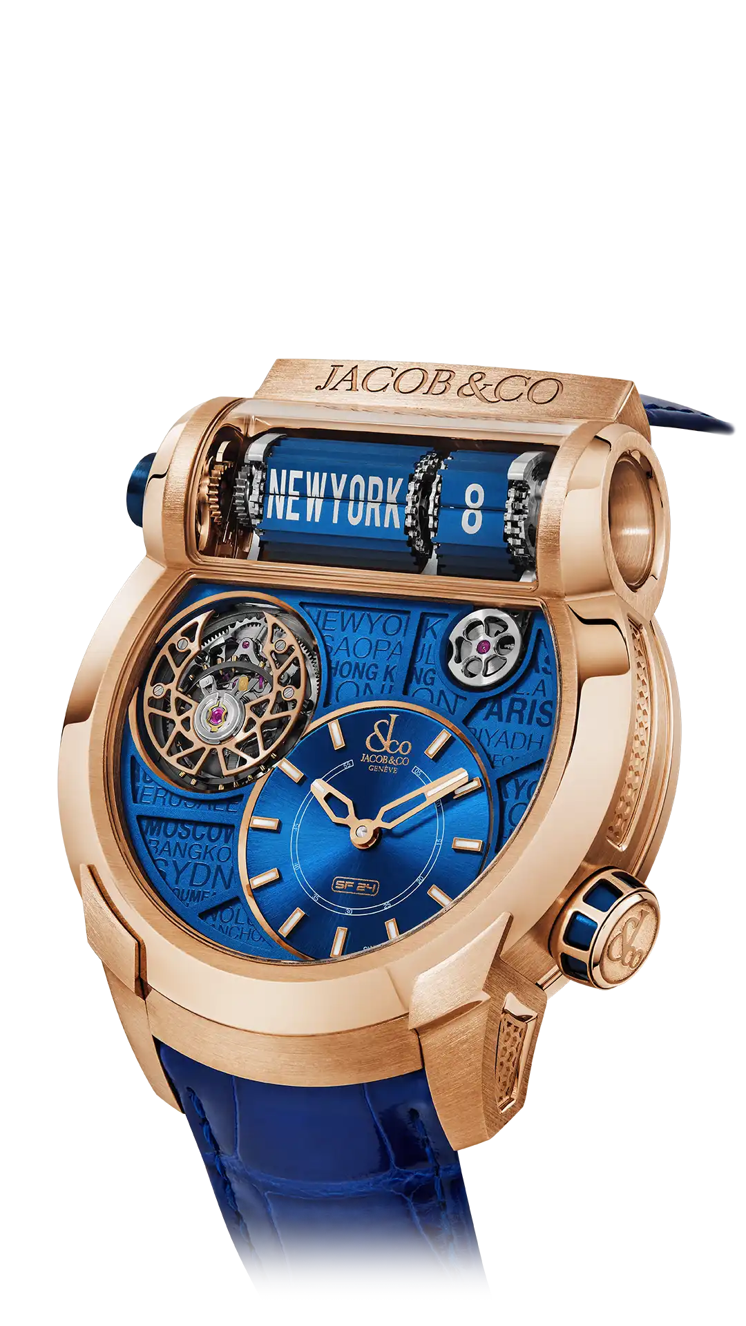 Epic SF24 Tourbillon |  Rose Gold Blue City Dial Jacob & Co.