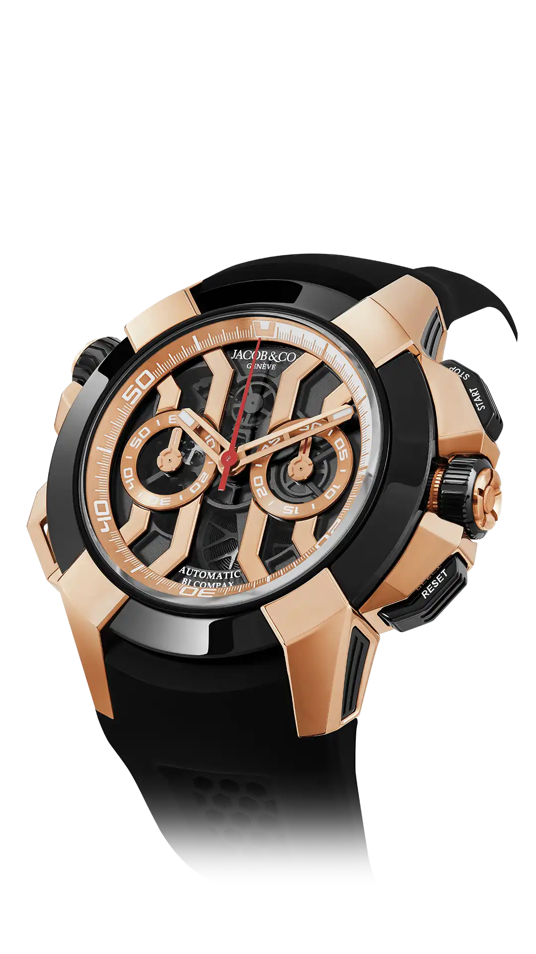 Epic X Chrono 47MM | Rose Gold (Black Ceramic Bezel) Jacob & Co