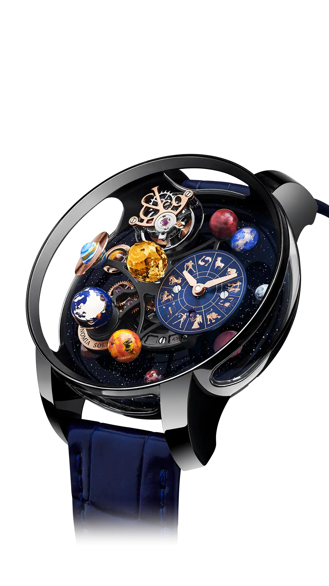 Astronomia Solar Zodiac |  Black DLC Titanium and Sapphire Jacob & Co.