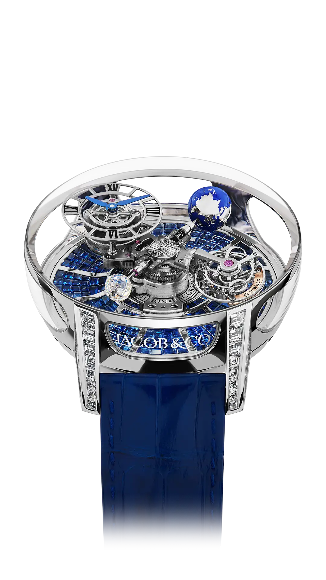 Astronomia Tourbillon Baguette |  White Gold, Baguette Blue Sapphires Jacob & Co.