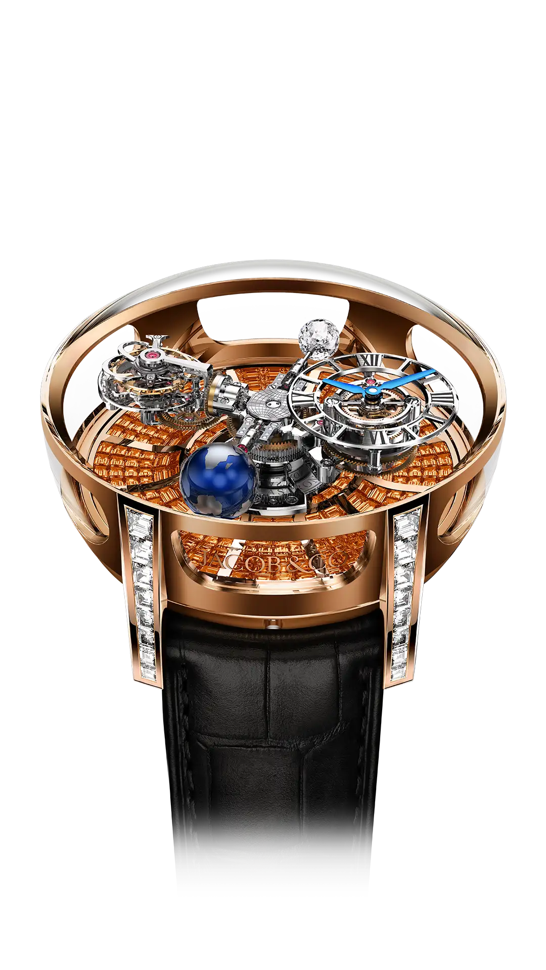 Astronomia Tourbillon Baguette |  Rose Gold, Orange Sapphires Jacob & Co.