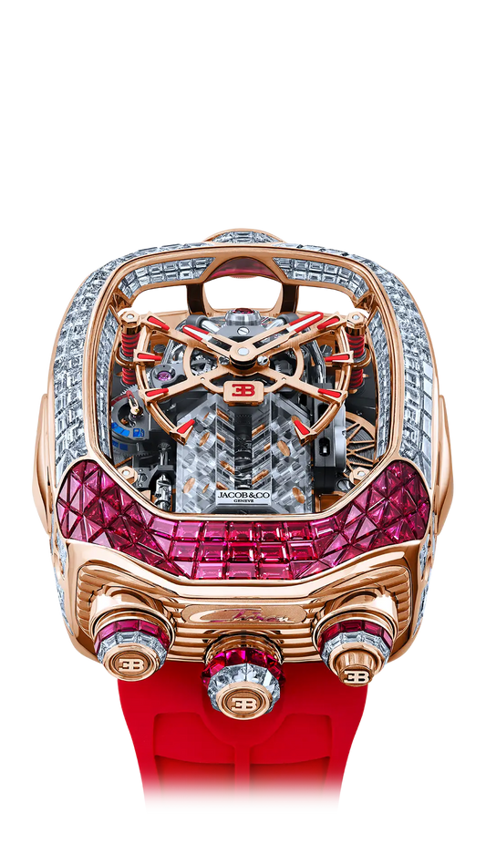 Bugatti Chiron Tourbillon Baguette |  Rubies and White Diamonds Jacob & Co.