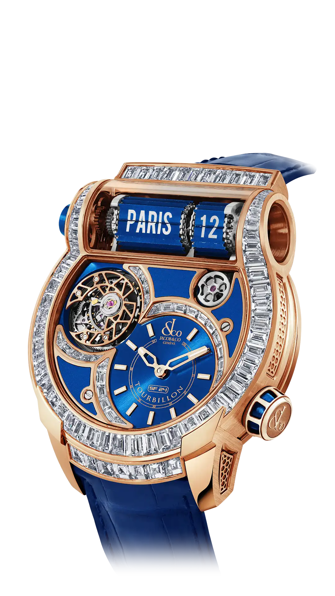 Epic SF24 Tourbillon Baguette |  Rose Gold Blue Dial Jacob & Co.