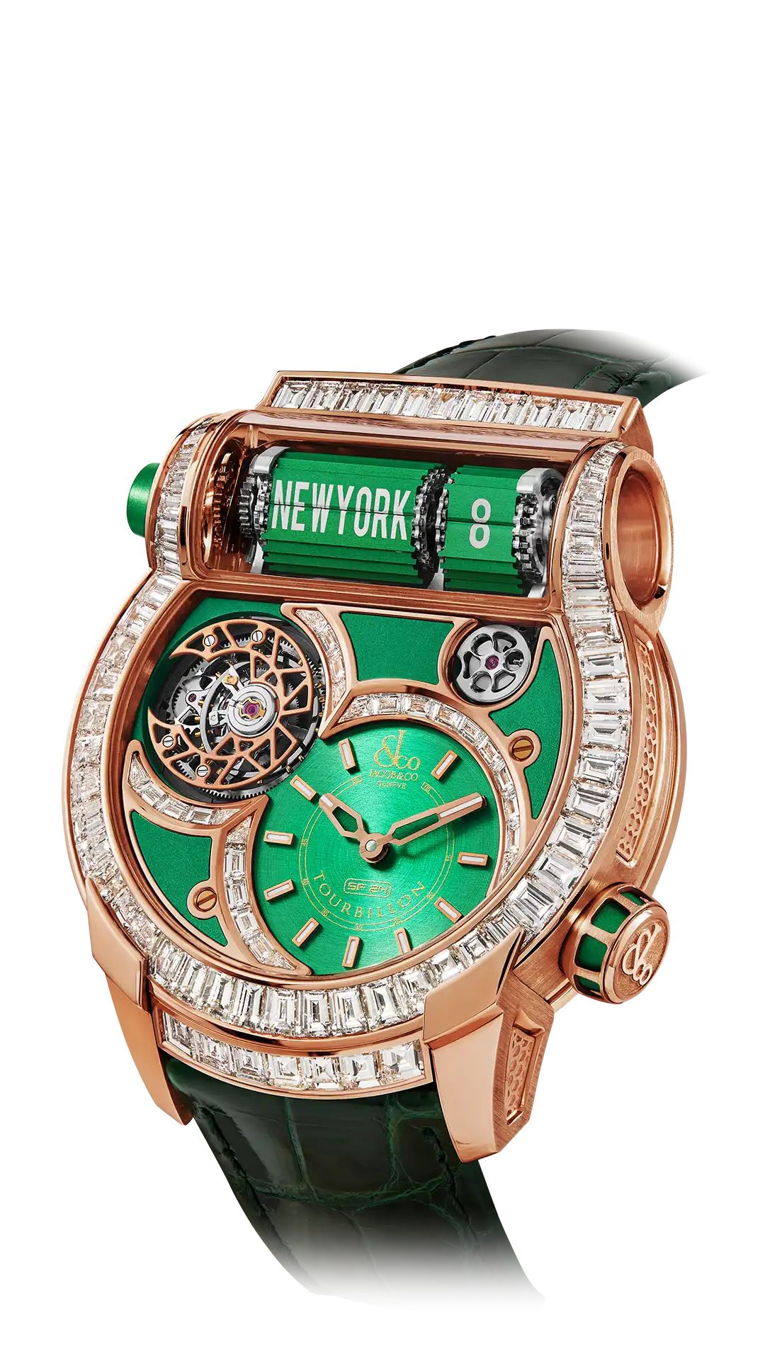 Epic SF24 Tourbillon Baguette |  Rose Gold Green Dial Jacob & Co.