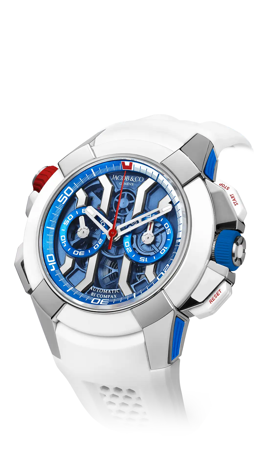 Epic X Chrono 47MM Watch | Summer Edition, Red & Blue Crowns Jacob & Co.