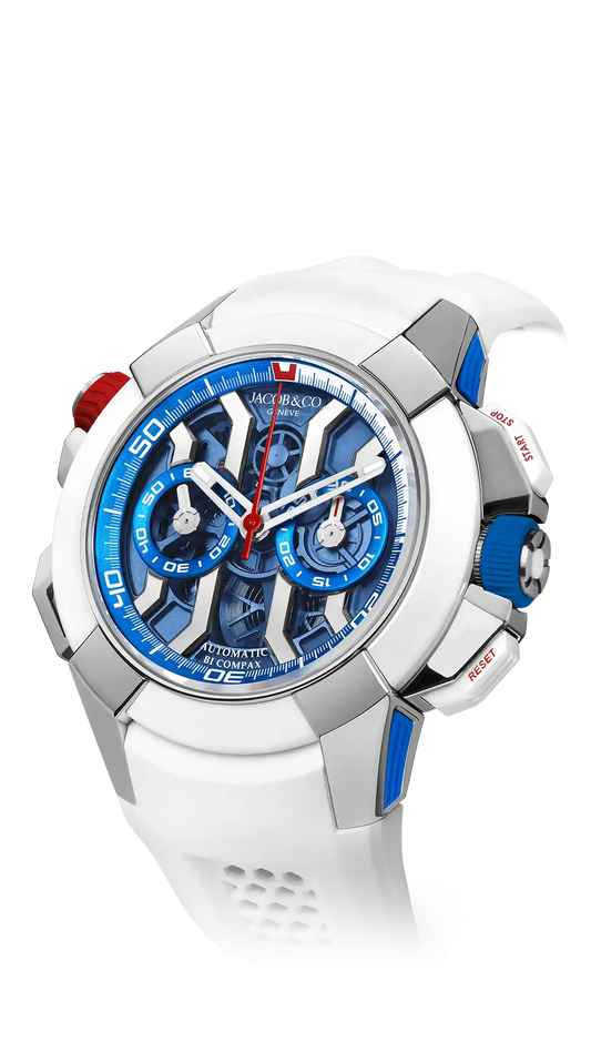 Epic X Chrono 47MM Watch | Summer Edition, Red & Blue Crowns Jacob & Co.
