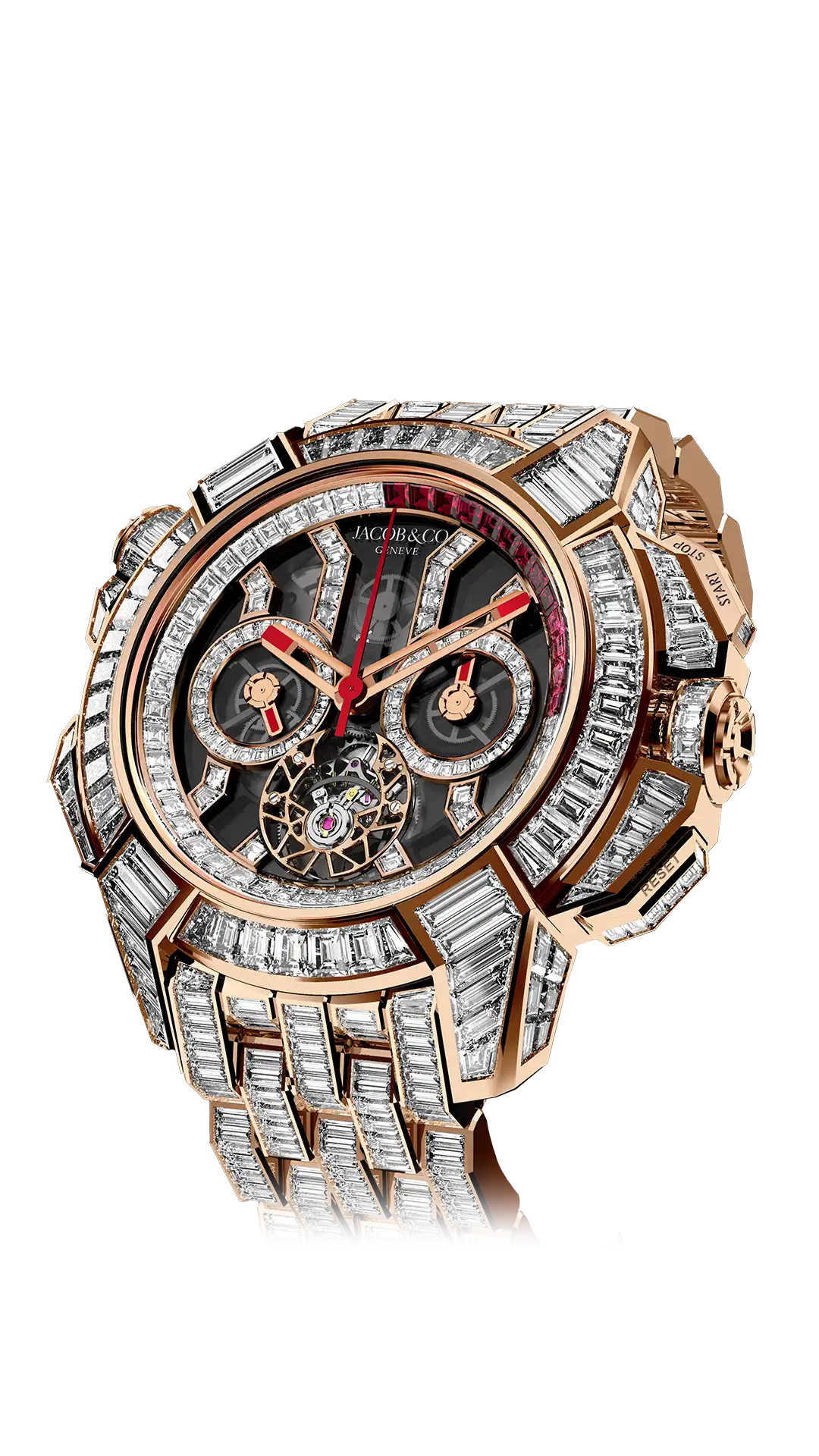 Epic X Chrono Tourbillon Baguette |  Black Crystal Bracelet Jacob & Co.