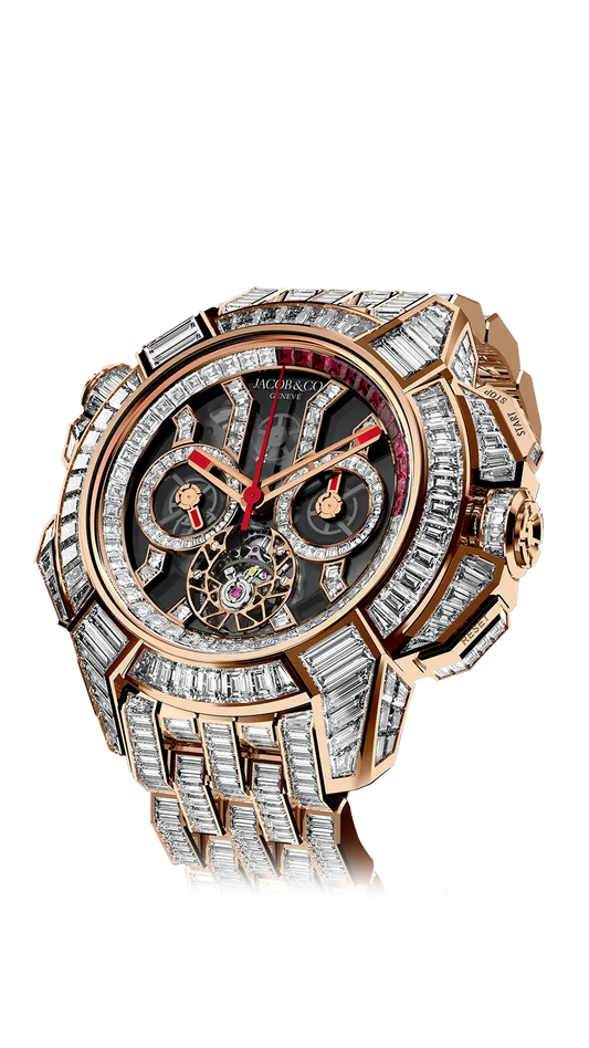 Epic X Chrono Tourbillon Baguette |  Black Crystal Bracelet Jacob & Co.