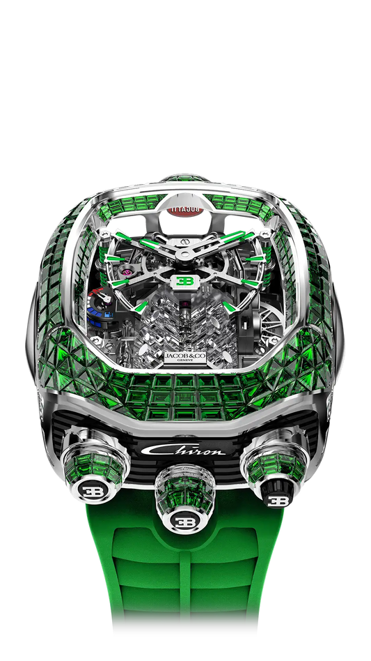 Bugatti Chiron Tourbillon Baguette |  White Gold (Tsavorites) Jacob & Co.