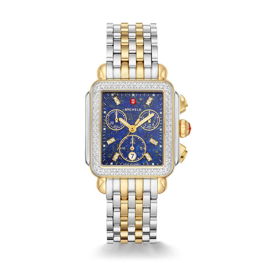 Michele Deco Two Tone Diamond Bezel Watch