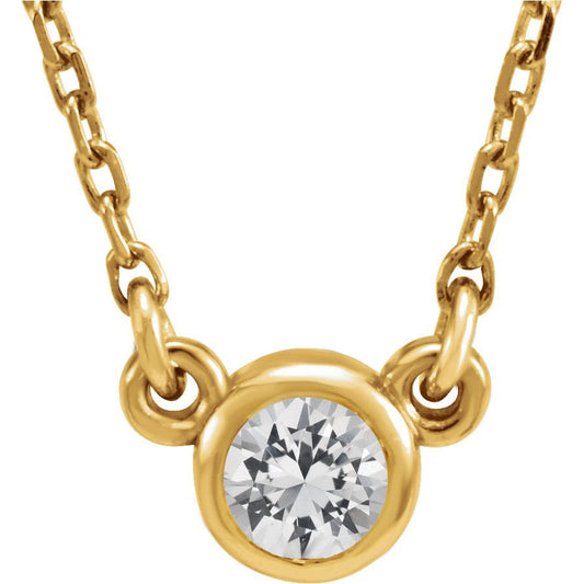 14K Yellow 3 mm Moissanite Solitaire 18 Necklace