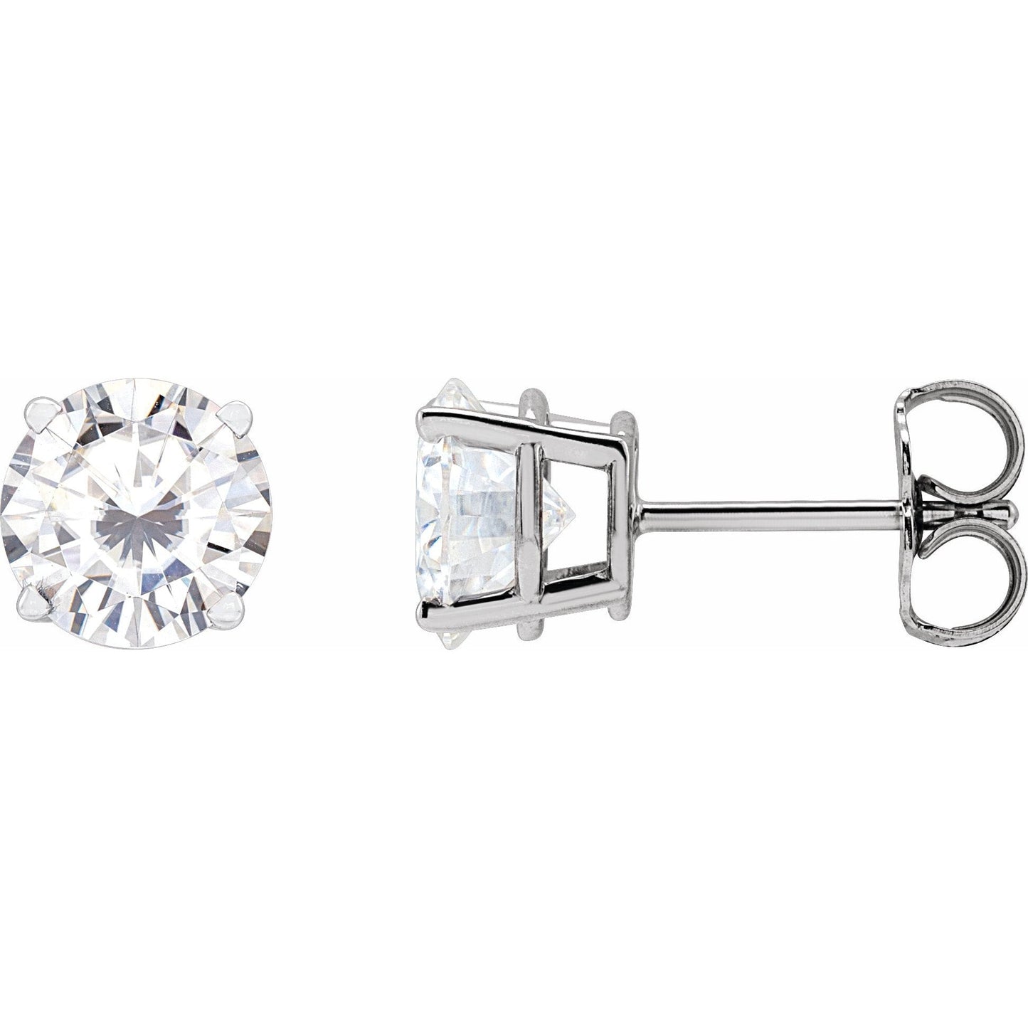 14K White 6.5 mm Round Lab-Created Moissaniteu2122 Earrings