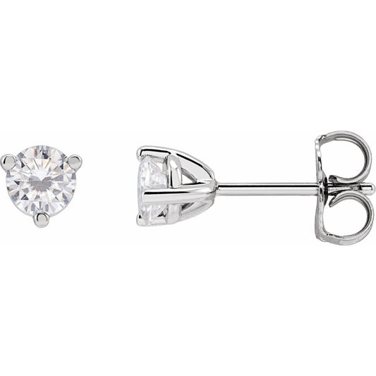 14K White 4 mm Round Lab-Created Moissaniteu2122 Earrings