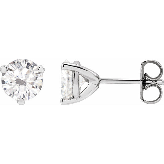 14K White 6 mm Round Lab-Created Moissaniteu2122 Earrings