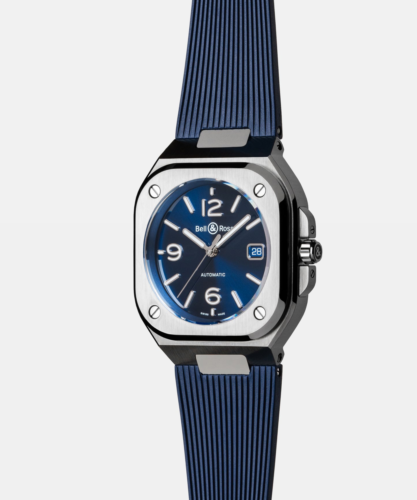 Bell & Ross BR05 Auto Blue Steel Rubber Strap Watch