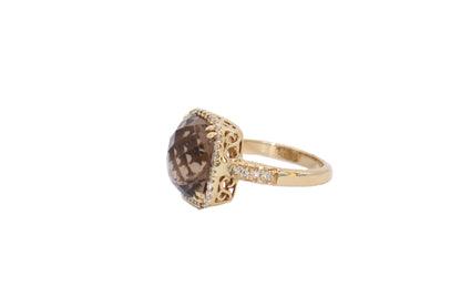 14kt Yellow Gold Ring with Smoky Quartz & Diamond Accents