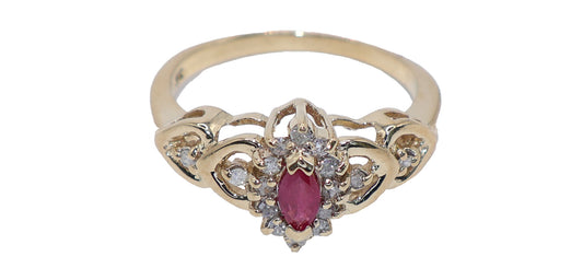 10kt Gold Ring with Ruby & Diamonds