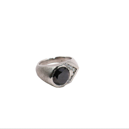 Platinum Ring with Black Diamond & Accents