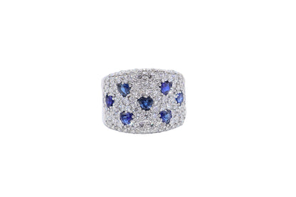 Heart-Shaped Sapphire & Diamond Ring in 18kt White Gold