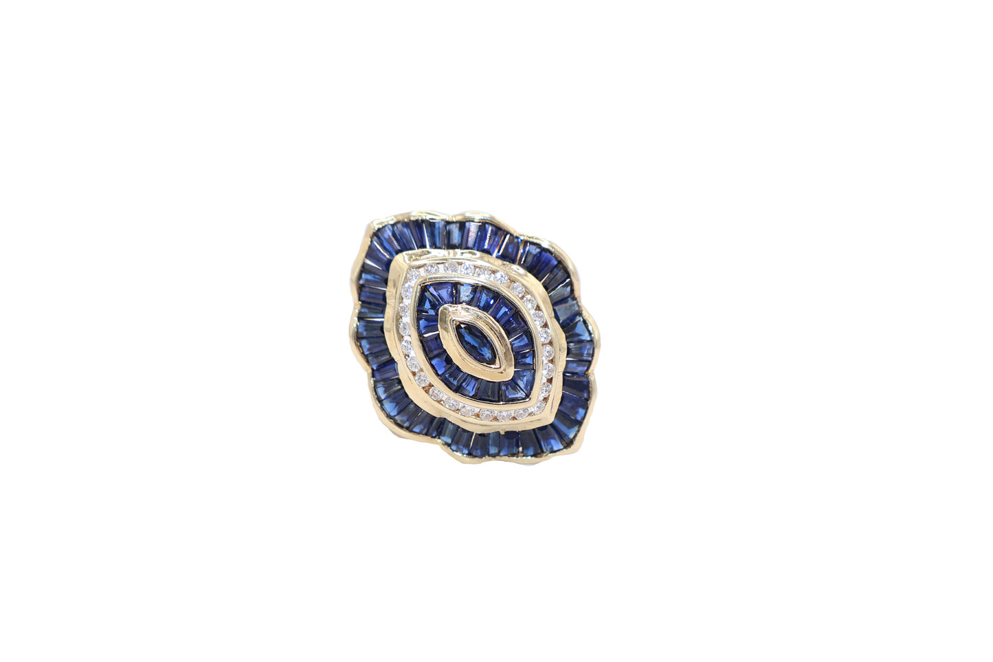 Gold, Sapphire, Diamond Cocktail Ring