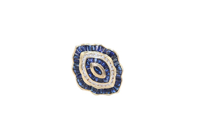 Gold, Sapphire, Diamond Cocktail Ring