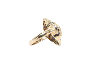 Gold, Sapphire, Diamond Cocktail Ring