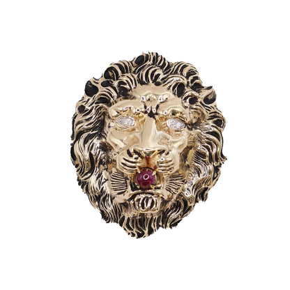 Gold Lion Head Brooches / Pin/ Pendant