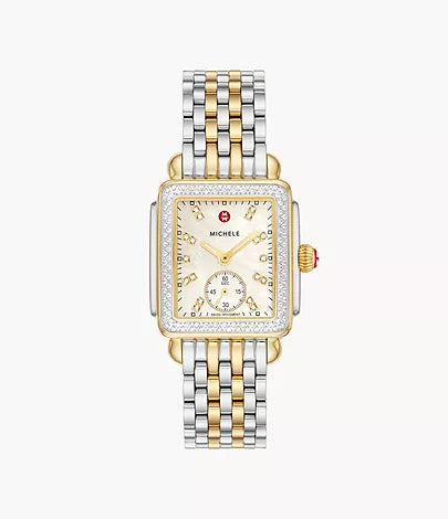 Michele Deco Mid Two-Tone 18K Gold Diamond Watch