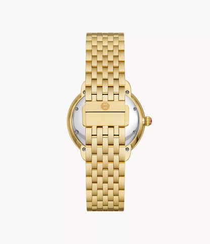 Michele Serein Mid 18k Gold-Plated Diamond Dial Watch