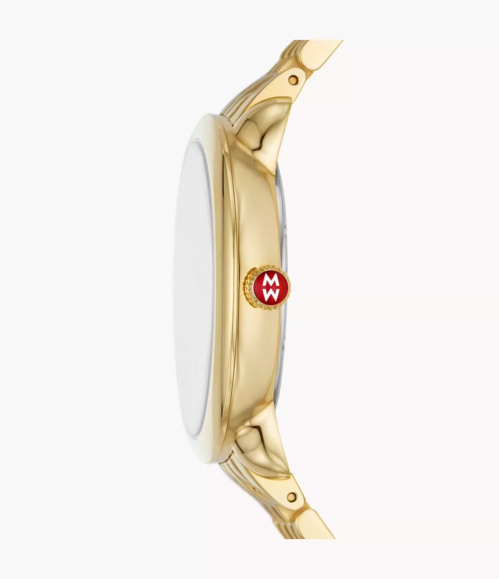 Michele Serein Mid 18k Gold-Plated Diamond Dial Watch