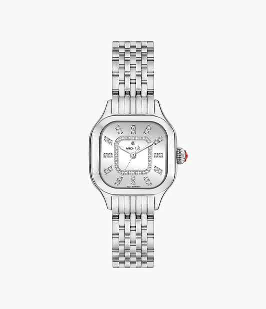 Michele Meggie Stainless Steel Diamond Dial Watch